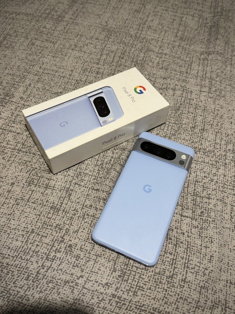 Google Pixel 8 Pro XL - 128GB Bay (Category: Google Pixel) located in Cavite. Submitted by zolarbs (Listing ID 1468653018, Image 3). Description: Google Pixel 8 Pro - 128GB Bay US Variant Almost new condition Comes with Original Box Lightly used, but very presentable. 472 Cycle Count With Cases Open for swap to iPhone 13 Pro Max or iPhone 14 Pro.