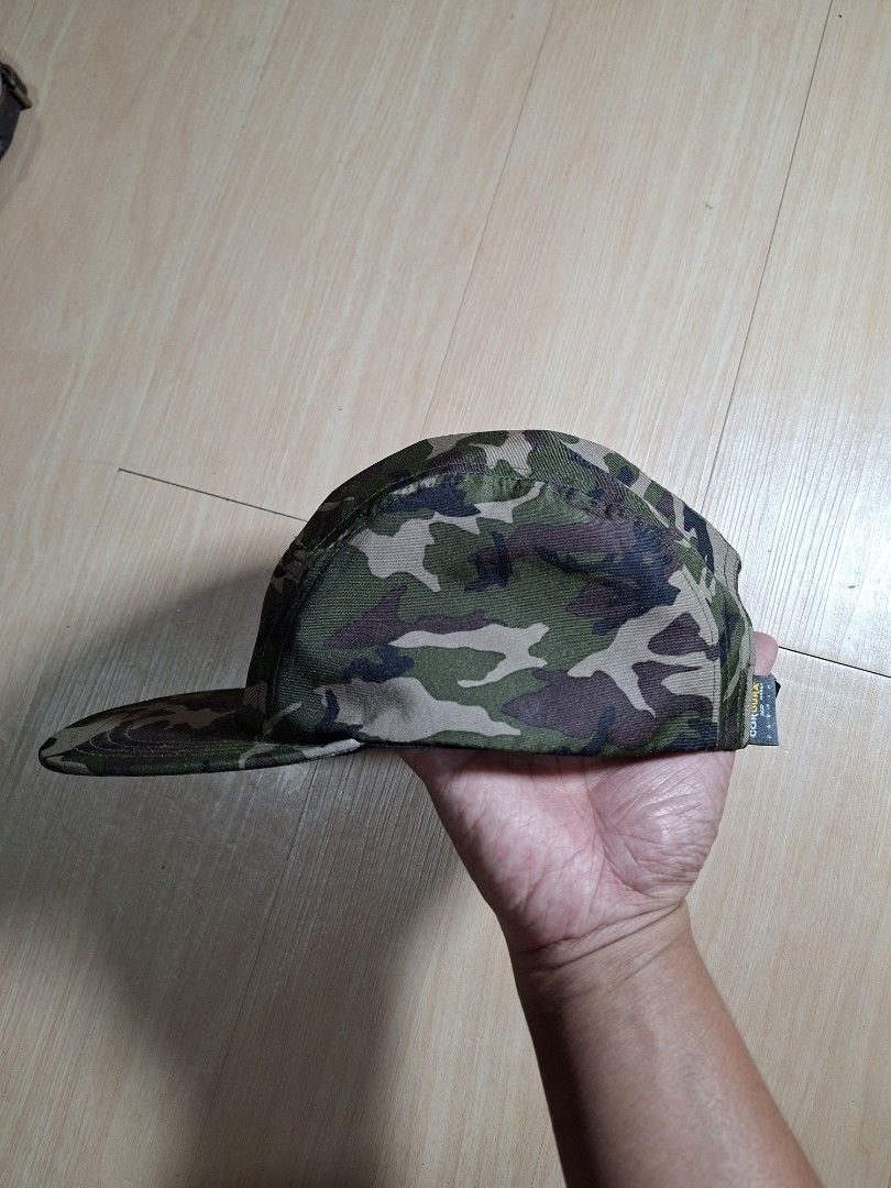 GU Camouflage Cordura Camp Cap (Category: Caps & Hats) located in Baguio. Submitted by restyrille77846 (Listing ID 1468642837, Image 2). Description: - Brand: GU - Design: Green camouflage pattern - Material: Durable Cordura fabric - Style: Flat brim - Closure: Adjustable black strap with plastic buckle - Condition: Clean inside and out, ready to wear.