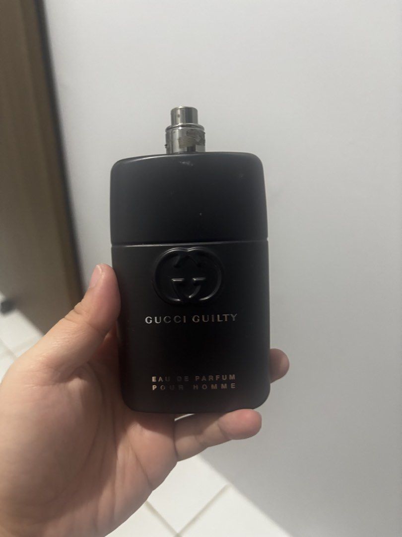 Gucci Guilty Eau De Parfum Pour Homme (Category: Fragrance & Deodorants) located in Manila. Submitted by silverlion_855a79 (Listing ID 1468611643, Image 1). Description: - Brand: Gucci Guilty Eau De Parfum Pour Homme di ko ma kita mismong juice level sobrang dilim upon meet up pero above 55-60% 100% authentic pwede nyo check code willing to give my fb account bago lang kasi dito sa apps.