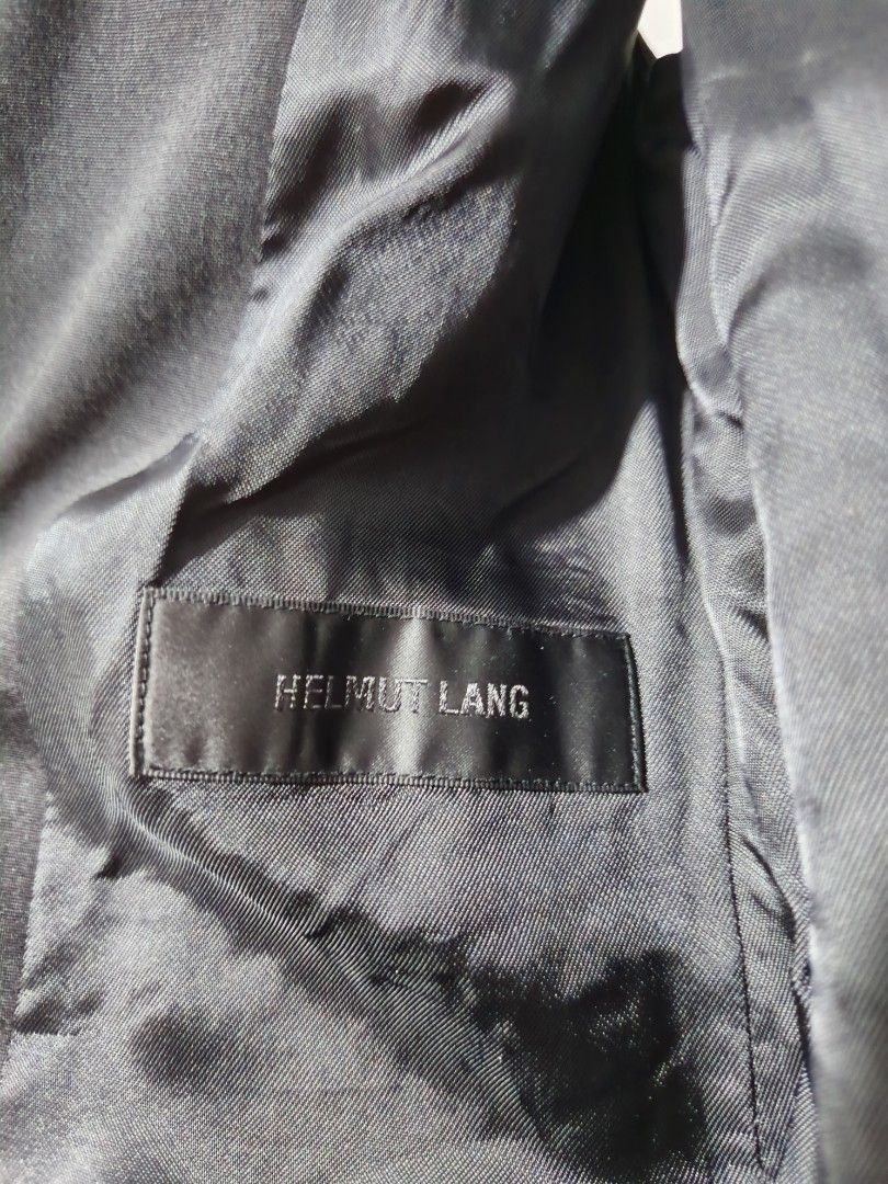 Helmut Lang black belted wool blend (Category: Coats, Jackets and Outerwear) located in Rizal. Submitted by vanessa_finds_ (Listing ID 1468608730, Image 3). Description: length 32" bust width 16.5" waist 14" hips 17".