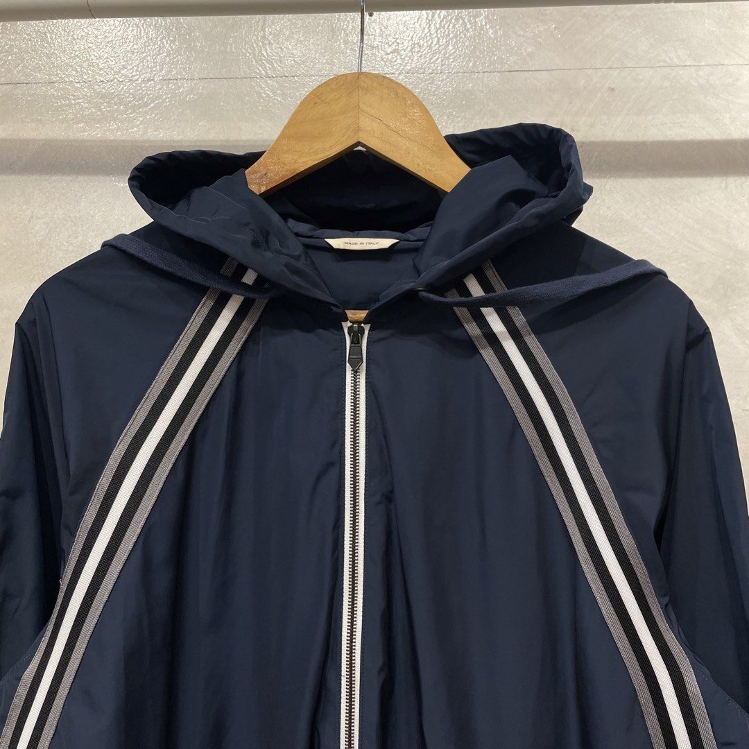 Hermes Packable Nylon Jacket (Category: Coats, Jackets and Outerwear) located in Manila. Submitted by walter_wt (Listing ID 1468571809, Image 3). Description: Hermès lightweight nylon jacket in deep navy blue, featuring a technical packable construction with a functional hood and full-zip front closure. Size- XXL Dimension- Length- 29 Width- 22 Sleeve length- 25 No issue .