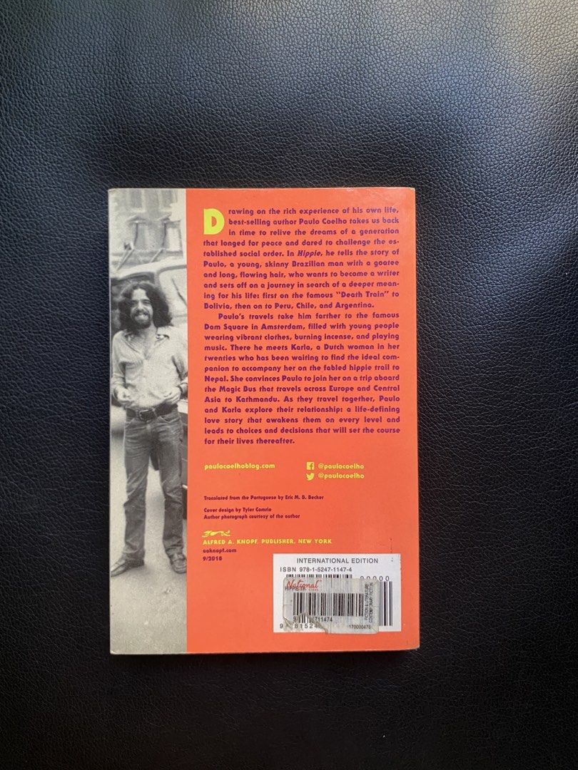 Hippie by Paulo Coelho (Category: Storybooks) located in Manila. Submitted by prelovedbymacybm (Listing ID 1468552948, Image 2). Description: RFS: Decluttering Issues: None Mode of Payment: Gcash/Maribank About: Hippie is the autobiography by Paulo Coelho, told in third person. This is a story about people that travel the world, wear funny clothes and flowers in their hairs, and believe in peace, love and freedom. .