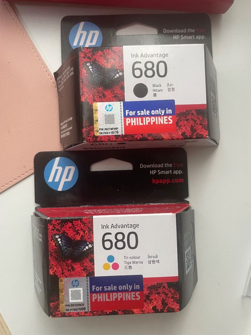 HP 680 Ink Advantage Cartridge (Category: Printers, Scanners & Copiers) located in Pasig City. Submitted by pastorinme30745 (Listing ID 1468576647, Image 2). Description: - Authentic HP 680 Ink Advantage cartridges - Quantity: 2 unopened boxes available - Fresh stock, ready for immediate use - For sale in the Philippines only (as printed on packaging) - Great bundle deal for heavy volume printing.