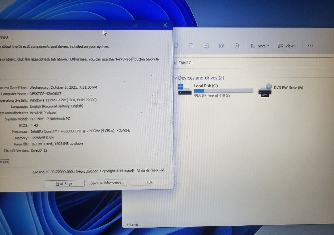 HP Envy 17 Notebook PC Intel i7 Windows 11 (Category: Laptops & Notebooks) located in Bacoor. Submitted by ginaxis15 (Listing ID 1468540669, Image 3). Description: Rush Today Hp Envy 17 notebook pc (Big laptop) Last price: 5200 Working no defect Bnew battery specs: 17 inch FHD 1080p intel core i7 2.4ghz (5th gen) 12gb ram 120gb SSD dual graphics intel hd 5500 and GTX 850m 4gb vram (render) wifi ready bluetooth webcam dvdrom hdmi port backlit keyb