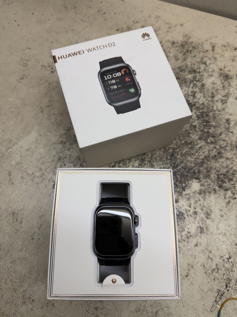 Huawei Watch D2 (Category: Wearables & Smart Watches) located in Pasig City. Submitted by keemo17 (Listing ID 1468517915, Image 1). Description: - Brand/Model: Huawei Watch D2 - Color: Black - Condition: Excellent, like new in original box - Features: Premium smartwatch design with built-in health monitoring display and comfortable sport band - Includes: Watch and original packaging box as shown.