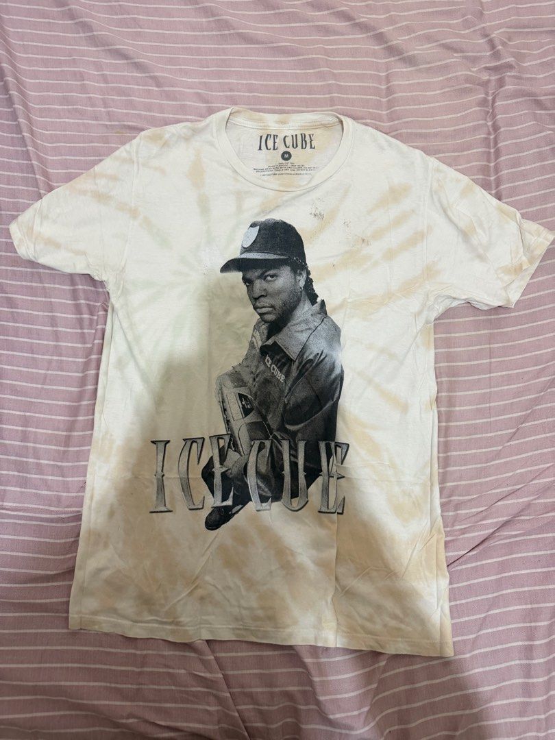 Ice Cube Rap Merch Tie Dye T-shirt (Category: Tshirts & Polo Shirts ) located in Minglanilla. Submitted by twodegrees (Listing ID 1468538247, Image 2). Description: - Official Ice Cube merchandise (2021, licensed to Blackout Merch) - Size: Medium - Material: 100% cotton, made in Mexico - Design: Vintage tie-dye wash with black and white photo print and bold lettering - Condition: Pre-owned with minor smudges and stains near the collar and right s