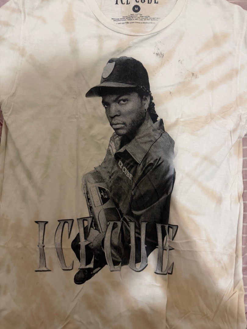 Ice Cube Rap Merch Tie Dye T-shirt (Category: Tshirts & Polo Shirts ) located in Minglanilla. Submitted by twodegrees (Listing ID 1468538247, Image 3). Description: - Official Ice Cube merchandise (2021, licensed to Blackout Merch) - Size: Medium - Material: 100% cotton, made in Mexico - Design: Vintage tie-dye wash with black and white photo print and bold lettering - Condition: Pre-owned with minor smudges and stains near the collar and right s