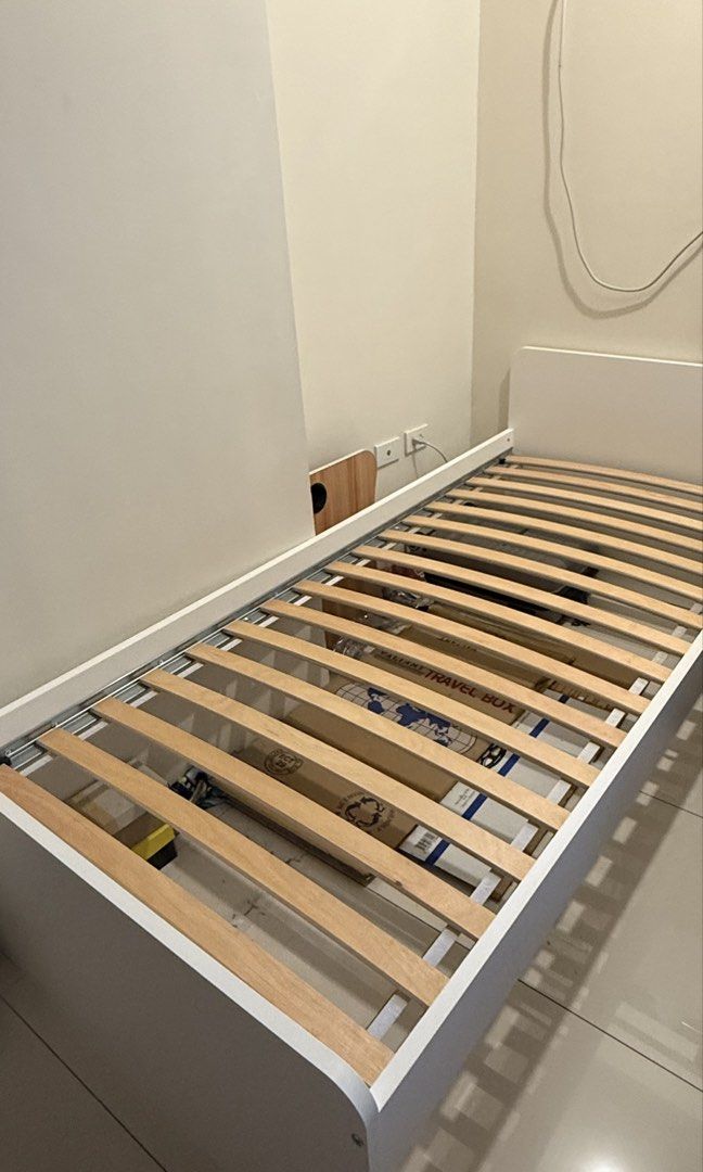 Ikea bed frame and uratex mattress (Category: Bed Frames & Mattresses) located in Sorsogon. Submitted by anjello279 (Listing ID 1468510972, Image 2). Description: FOR SALE: Bed Frame + Mattress 🛏️ Moving-out sale! Bought on May 27, 2026, and still in good condition. ✨ Original total price: ₱9,959 Selling price take all: ₱6,500 (negotiable) Mattress - P2500 (original price : P3959) Bed frame - P4000 (original price: P6000) Individual price 📍 Bon