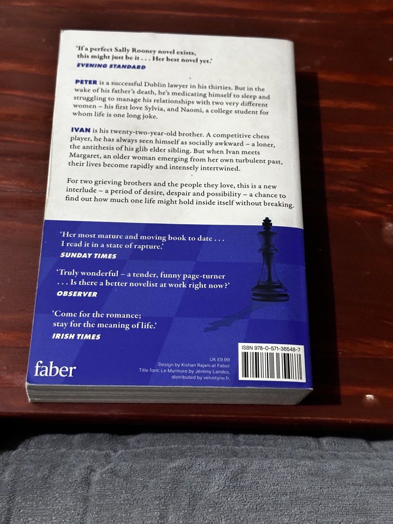 Intermezzo by Sally Rooney Paperback Novel (Category: Storybooks) located in Mandaluyong City. Submitted by kingseiji (Listing ID 1468708759, Image 2). Description: with underlines but no writings / highlights .