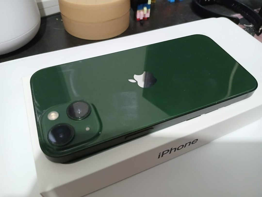 Iphone 13 (Category: iPhone 13 Series) located in Pasig City. Submitted by truebear_1985 (Listing ID 1468589670, Image 1). Description: Iphone 13 (Green) 128GB Price: 13500 (Fixed) - Unit - Box - Original Peripherals (Pin, Manuals, Sticker, Etc) - Original Lighting Cable No History of Repair and Service - Service Battery 77% - Not Even Dropped / No Scratches - No Hidden Defects (Camera / True Tone) - Fully Unlocked - Been used personally for 2 ye