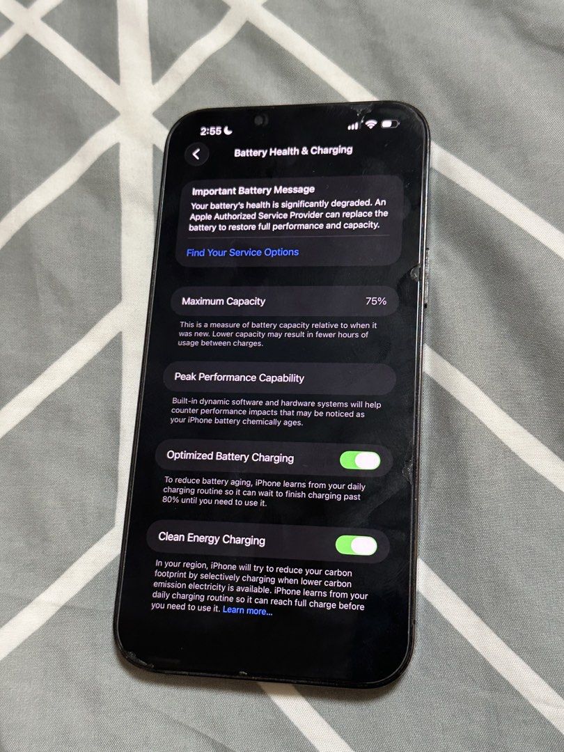 IPHONE 13 PRO MAX (Cracked Back Glass) (Category: iPhone 13 Series) located in Manila. Submitted by isabella_201013 (Listing ID 1468561058, Image 3). Description: iPhone 13 Pro Max Color: Graphite 128GB 75% battery health No Sim Restriction Issues: - Cracked Back Glass .