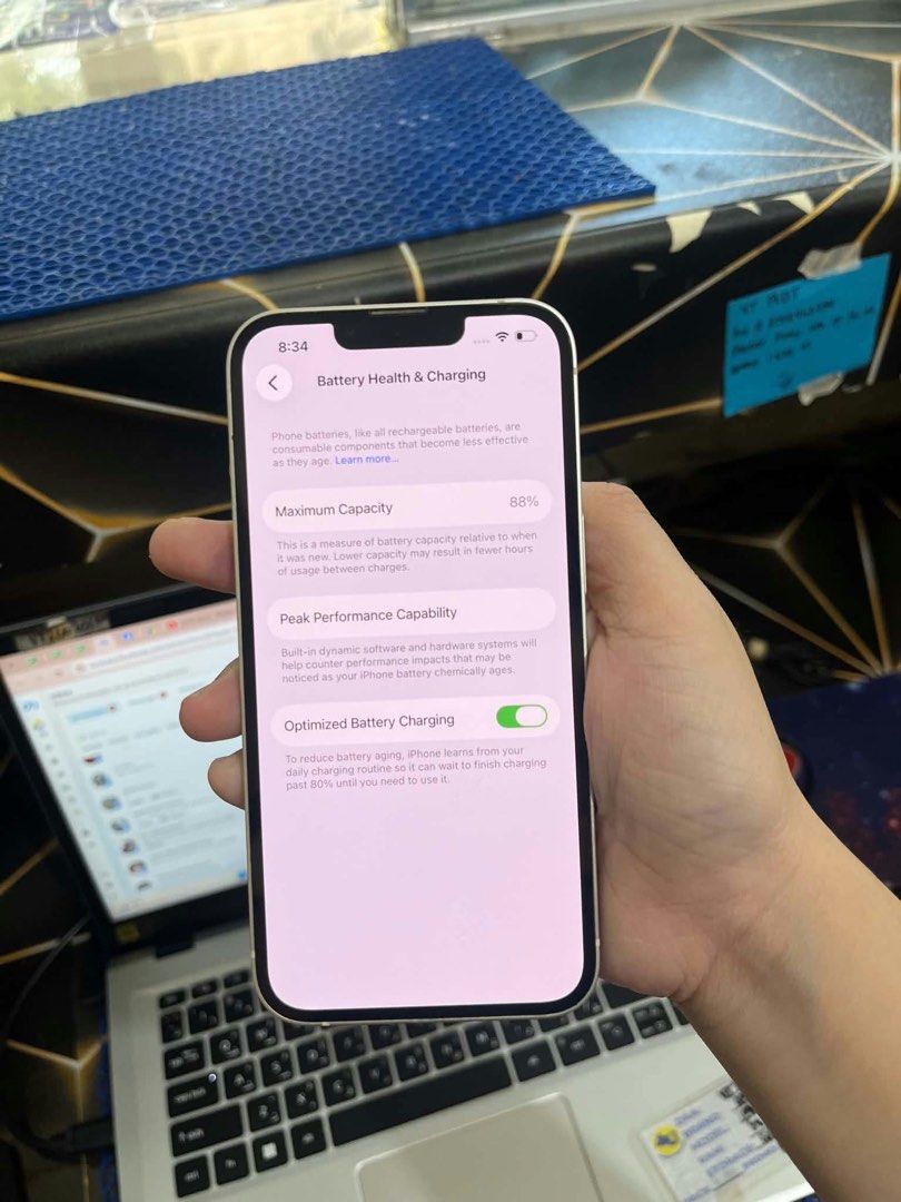 iPhone 13 White (Category: iPhone 13 Series) located in Manila. Submitted by harryelizondo (Listing ID 1468526535, Image 2). Description: For Sale iphone 13 White 128gb 88% battery health Ph variant Phone only Meetup: San Juan / Mandaluyong .