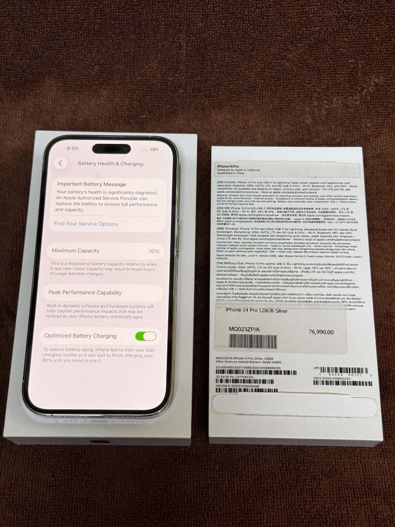 Iphone 14 pro 128GB (Category: iPhone 14 Series) located in Quezon City. Submitted by goodgadgets_hub (Listing ID 1468531066, Image 2). Description: 📱 iPhone 14 Pro — 128GB ( Lady Owned ) Price: ₱23,000 only Factory Unlocked • No SIM Restrictions Battery Health: 76% Condition: No scratches • Looks brand new ⚠️ No hidden issues • Fully working 📦 What you get: Unit and Original box 📍 Location: Quezon City (Sm north, Cubao, Shangri la, One Ayala)