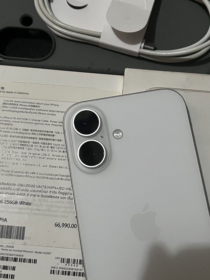 IPHONE 16 256GB 93% (Category: iPhone 16 Series) located in Quezon City. Submitted by hazel.97 (Listing ID 1468508260, Image 1). Description: IPHONE 16 256GB Powermac purchase - 93% Battery Health (Original) - 489 Cycle Count - NO REPAIR HISTORY - ZP/A NTC Approved - True Tone & Face ID working - Openline / Any SIM - All functions working (Buttons, Cam, Sounds) - COMPLETE (Original box, Cord, Case) Only issue have sign of usage (see pics) but ove