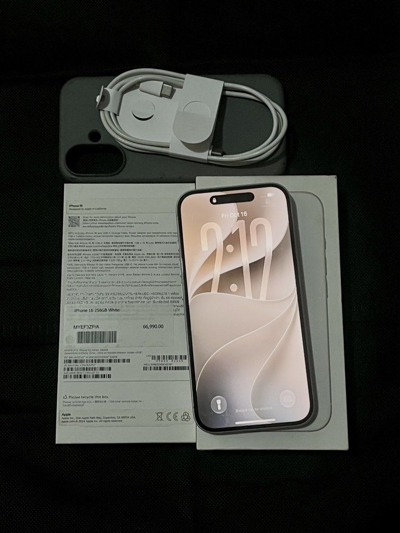 iPhone 16 256GB White (Category: iPhone 16 Series) located in Quezon City. Submitted by hazel.97 (Listing ID 1468508037, Image 2). Description: IPHONE 16 256GB Powermac purchase - 93% Battery Health (Original) - 489 Cycle Count - NO REPAIR HISTORY - ZP/A NTC Approved - True Tone & Face ID working - Openline / Any SIM - All functions working (Buttons, Cam, Sounds) - COMPLETE (Original box, Cord, Case) Only issue have sign of usage (see pics) but o