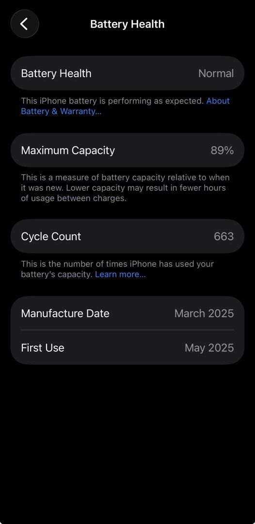 IPHONE 16 FOR SALE (Category: iPhone 16 Series) located in Manila. Submitted by dominiquek79905 (Listing ID 1468706720, Image 3). Description: - Bought last May 2025 in THE LOOP (Affiliated store of PowerMac) - 89% battery health - ISSUE/S: small dent on the right side but not that visible - INCLUSIONS: • original box • original cable (good as new) - RFS: will upgrade phone .