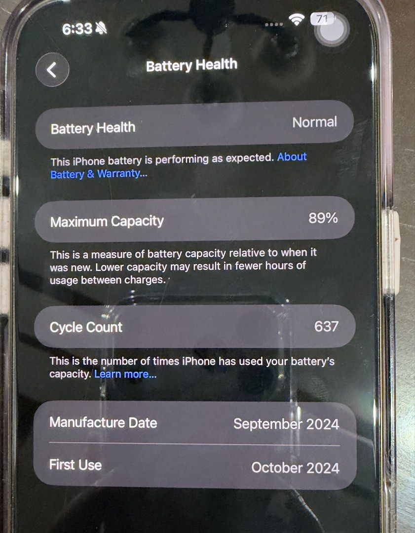 iPhone 16 pro max 256GB (Desert Titanium) (Category: iPhone 16 Series) located in Las Pinas. Submitted by mjhmanaman (Listing ID 1468544237, Image 2). Description: iPhone 16 pro max 256GB (Desert Titanium) Globe locked (to be unlocked on the 20th) Battery health: 89% Cycle Count: 637 256GB Never opened nor refurbished With complete accessories: - 1 USB-C Cable (never used) - Documentation Free Magsafe cases - Rhinoshield - Momax case 99% smooth P