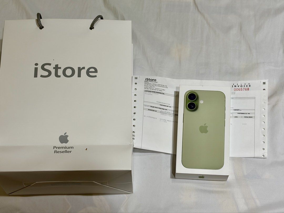 iPhone 17 Sage | 512GB | 5 mos old with BOX (Category: iPhone 17 Series) located in Cebu City. Submitted by diamondcrystaaal (Listing ID 1468655233, Image 3). Description: - 5 months old - Personally owned, for personal use only - 99% battery health - No scratches, never repaired, no issues - With original box, iStore receipt, and paper bag - Apple warranty until May 2027 - Privacy tempered glass already installed - Condition: Fully functional, f