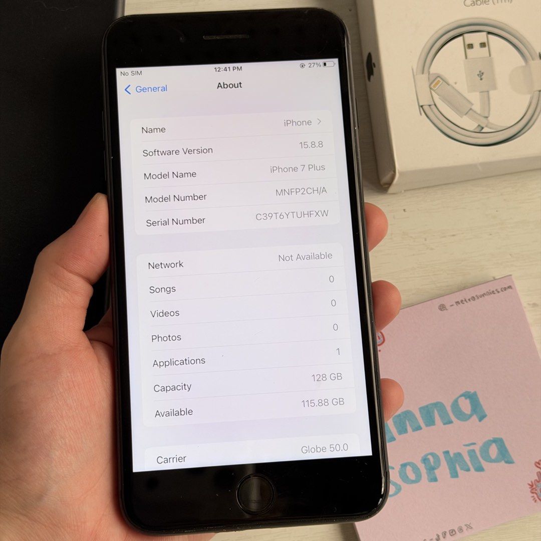 Iphone 7 plus 128gb Black Openline (Category: iPhone 7 Series) located in Caloocan City. Submitted by shoppiyah (Listing ID 1468602342, Image 3). Description: Iphone 7+ 128gb Black Like new makinis ✅ Openline any sim ✅ All working like new ✅ All buttons working ✅ Fingerprint working issue: hindi pwede reset ‼️fixed price 📍 North Caloocan 🛵 lalamove / pickup .