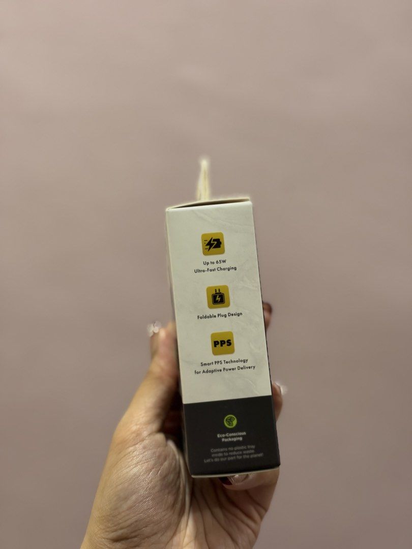 Jaguar 65W Triple-Port Adaptor (Category: Cables & Adaptors) located in Dasmarinas. Submitted by maarryyaannnn (Listing ID 1468707320, Image 2). Description: - Brand: Jaguar Electronics - Model: WCP12 - Power Output: 65W Ultra-Fast Charging with Smart PPS Technology - Ports: Dual USB-C and Single USB-A (Triple-Port) - Design: Compact with foldable plug, easy for travel - Condition: Brand new in original packaging.