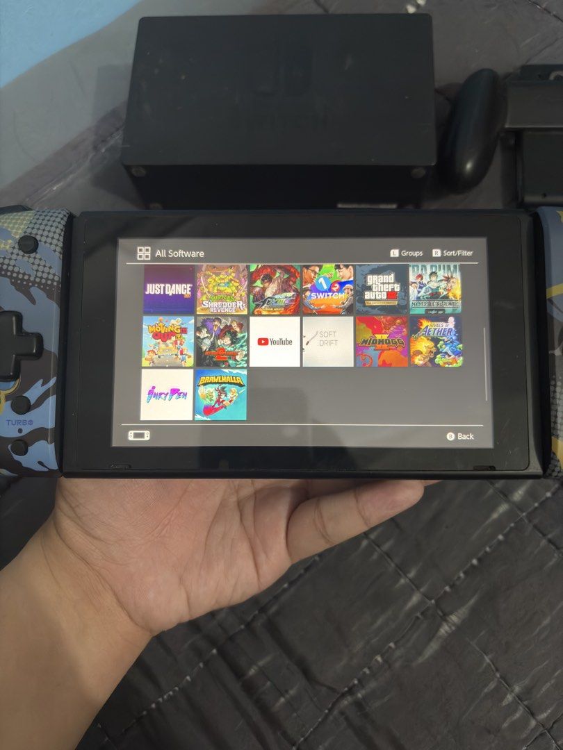 (Jailbreak) Nintendo Switch V2 256GB Dualboot (Category: Nintendo) located in Cavite. Submitted by xsavier88 (Listing ID 1468555478, Image 3). Description: 🌟For sale for sale! Jailbreak Nintendo Switch V2 256GB Dualboot 9,000 PHP 9,000 PHP 9,000 PHP 🌟INCLUSUONS: Unit, TV Dock, Straps, Grip Charger Hori Split Pad Pro May Joycon yan di lang nasa sa pic since may issues na (Hard press na yung A & B buttons) Dualboot may games na din, literal na la