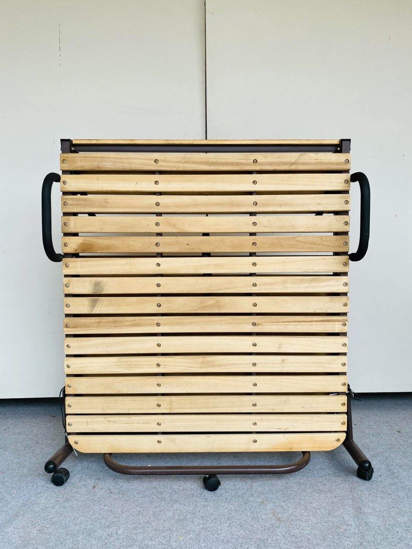 “JAPAN SURPLUS” FOLDING SINGLE BEDFRAME (Category: Bed Frames & Mattresses) located in Bulacan. Submitted by monmon555 (Listing ID 1468676670, Image 2). Description: “JAPAN SURPLUS” FOLDING SINGLE BEDFRAME SIZE: 81L” x 36W” x 14-43H” inches (AS-IS ITEM) IN GOOD CONDITION.