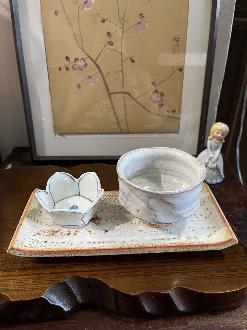 Japanese Ceramic Rectangular Tray sushi plate (Category: Dinnerware & Cutlery) located in Taguig. Submitted by minmin_parker (Listing ID 1468536225, Image 1). Description: - Authentic handmade Japanese ceramic set - Features a beautiful earthy white glaze with crackle texture and iron speckles - Ideal for relaxing tea sessions or elegant home decor - Shipping and meet-up options available.