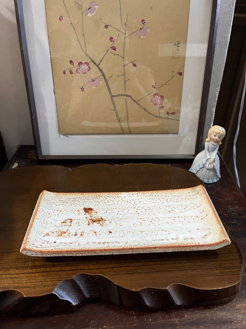 Japanese Ceramic Rectangular Tray sushi plate (Category: Dinnerware & Cutlery) located in Taguig. Submitted by minmin_parker (Listing ID 1468536225, Image 2). Description: - Authentic handmade Japanese ceramic set - Features a beautiful earthy white glaze with crackle texture and iron speckles - Ideal for relaxing tea sessions or elegant home decor - Shipping and meet-up options available.