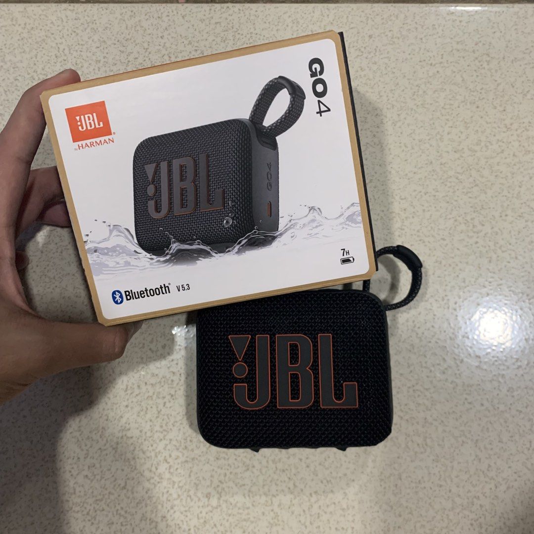 JBL Go 4 Bluetooth Speaker (Category: Soundbars, Speakers & Amplifiers) located in Las Pinas. Submitted by caminoallen (Listing ID 1468511557, Image 1). Description: JBL Go 4 (Black) Condition: Good as new with original box and paper bag RFS: Not using Bought in JBL Alabang Town Center SRP: 2,599.