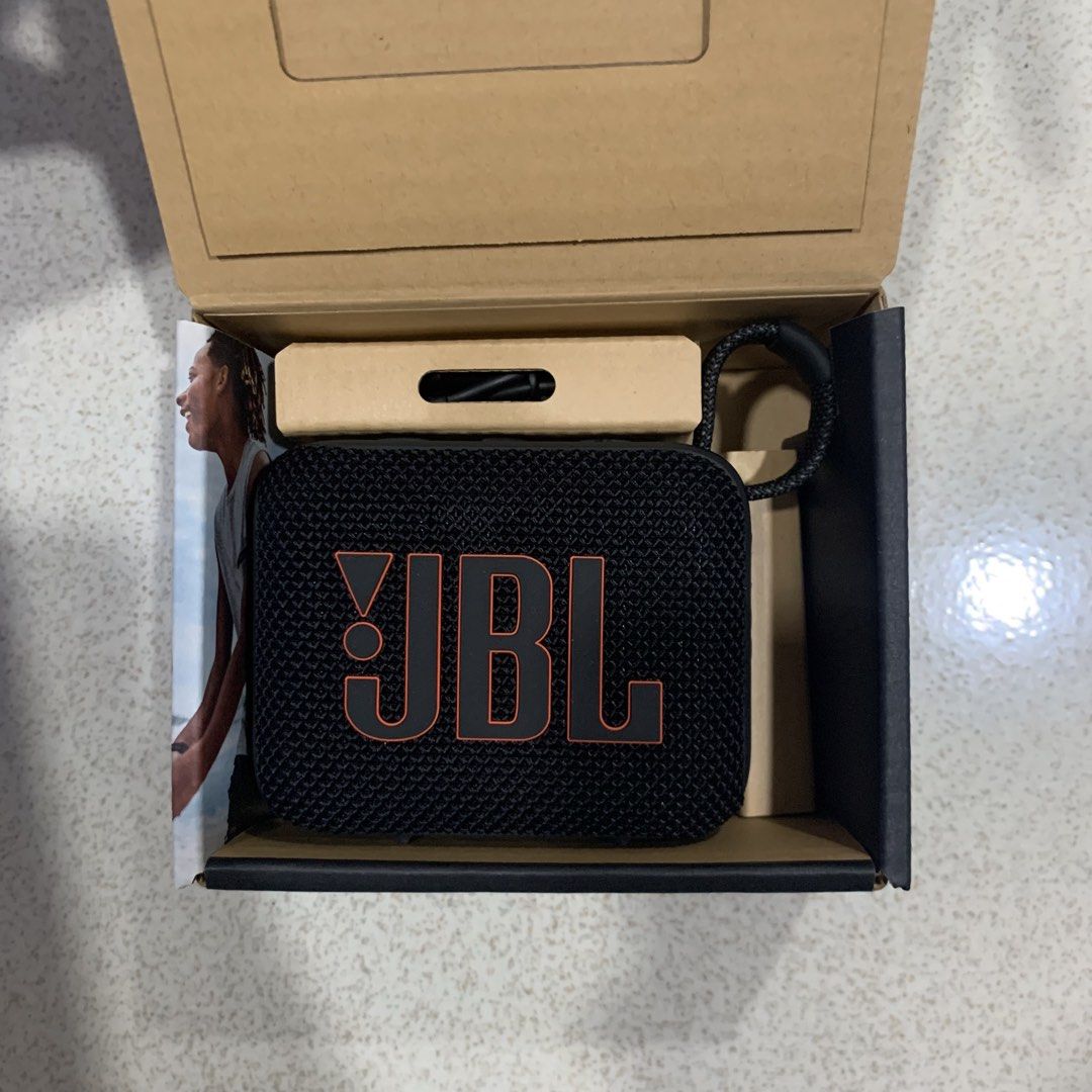 JBL Go 4 Bluetooth Speaker (Category: Soundbars, Speakers & Amplifiers) located in Las Pinas. Submitted by caminoallen (Listing ID 1468511557, Image 3). Description: JBL Go 4 (Black) Condition: Good as new with original box and paper bag RFS: Not using Bought in JBL Alabang Town Center SRP: 2,599.