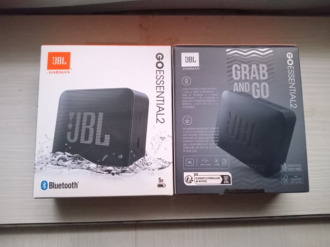 JBL Go Essential 2 Bluetooth Speaker (Category: Soundbars, Speakers & Amplifiers) located in Bacoor. Submitted by adri_sale (Listing ID 1468518858, Image 1). Description: P1800 only Purchased sa S&R Bacoor last month 100% working No issues tinest lang sa store kung mag connect sa Bluetooth Molino 3 Bacoor location - Item: JBL Go Essential 2 Portable Bluetooth Speaker - Color: Black - Condition: Brand new - Battery Life: Up to 5 hours of playtime 