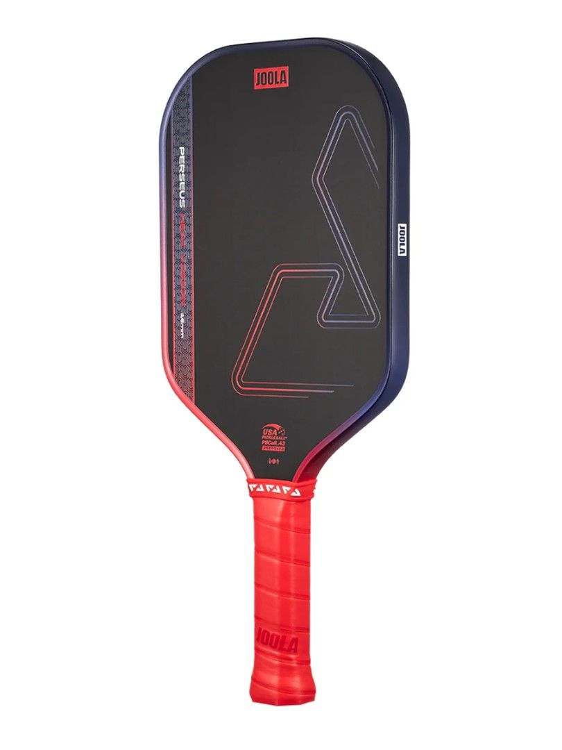 JOOLA Perseus Heat Vision Pickleball Paddle (Category: Racket and Ball Sports) located in Caloocan City. Submitted by yorusushi (Listing ID 1468615325, Image 1). Description: - Brand new JOOLA Perseus Heat Vision Pickleball Paddle - Thickness: 16mm for maximum control and stability - Face: Textured carbon fiber for ultimate spin generation - Core: Polypropylene honeycomb for enhanced touch and durability - Design: Eye-catching red and blue gradie