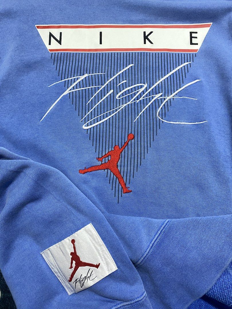 JORDAN FLIGHT💙 (Category: Longsleeves) located in Manila. Submitted by thrifty_drippyo (Listing ID 1468701638, Image 3). Description: AVAILABLE:✅✅✅ SWEATER: JORDAN FLIGHT💙 Dimension: width 24 length 29 Size fittings: XL to 2xl Issues: ❌❌❌ .