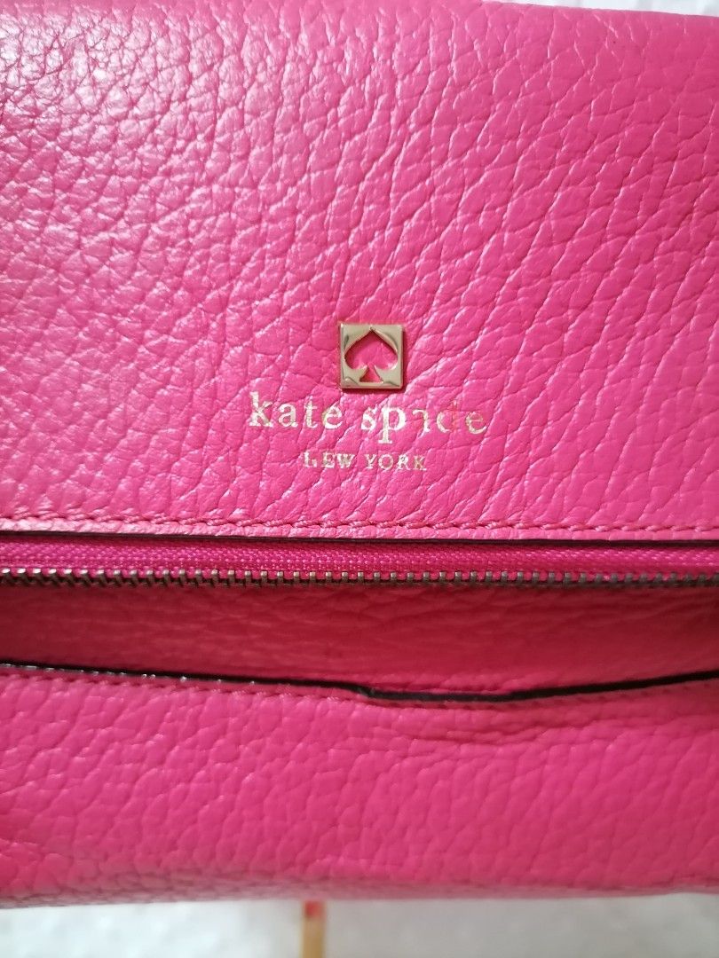 Kate Spade Pebbled Leather 2-Way Bag (Category: Cross-body Bags) located in Butuan. Submitted by az-branded.items (Listing ID 1468593445, Image 3). Description: Size: W 12" x L 77" Dual top detachable shoulder strap Fold over flap Hot pink color Decorative side tassel Gold-toned hardware Selected from Korea bale.