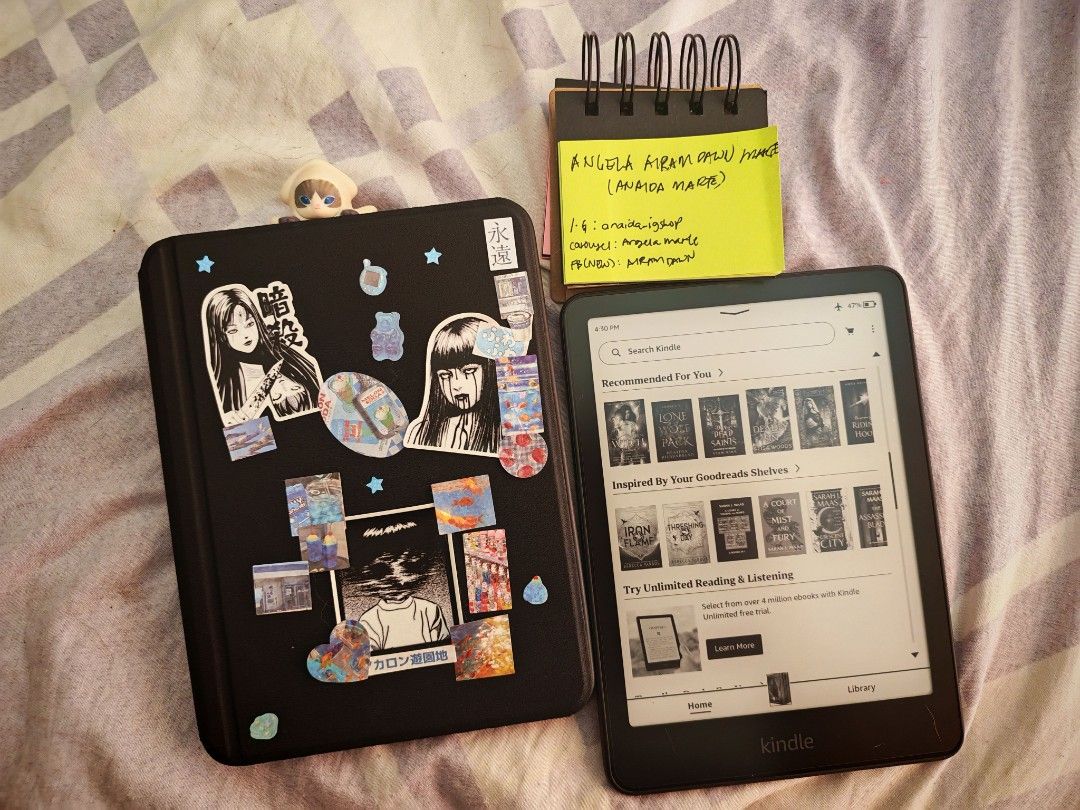 Kindle PPW 12 SE - Metallic Black (Category: E-Readers) located in Marikina City. Submitted by anggeankur (Listing ID 1468580468, Image 3). Description: RFS: Extra Ereader | Declutter -NON- Negotiable (Pass sa barat) - I barely use it bc I have multiple E-readers. - Inclusions: Original box and unused type C cord + Black detachable case + used & new skins and insert. - Installed Screen protector - I bought it around mid April this year so it's in