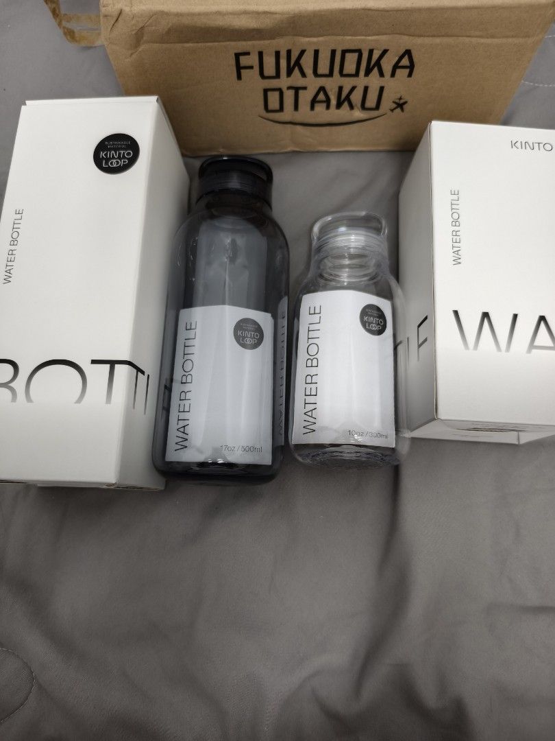Kinto Loop Water Bottles 500ml and 300ml Set (Category: Water Bottles & Tumblers) located in Angeles City. Submitted by measaliman02351 (Listing ID 1468588797, Image 1). Description: - Set of 2 Kinto Loop water bottles in original boxes (packaging opened for photos only) - Sizes & Colors: 17oz/500ml in Charcoal Black and 10oz/300ml in Clear - Condition: Brand new / Unused - Design: Sustainable materials, perfect for daily hydration and portabilit
