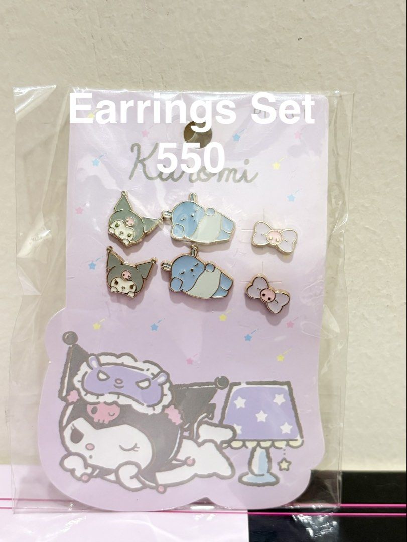 Kuromi Earrings Set Character Studs (Category: Earrings) located in Quezon City. Submitted by avelyn.jcc (Listing ID 1468687362, Image 1). Description: Item in mint condition. For more videos or photo request please feel free to message me directly Location: Camarin Caloocan Payment: Gcash Shipping: Direct J&T or Lalamove.