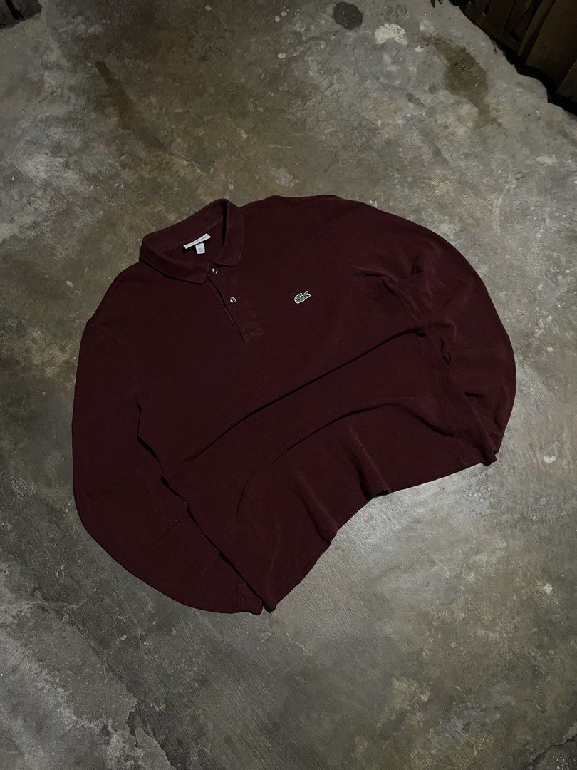 Lacoste Long Sleeve Maroon (Category: Tshirts & Polo Shirts ) located in Santa Cruz. Submitted by _darskieeezz (Listing ID 1468678758, Image 1). Description: Actual Dimes 21 by 27 Medium Best Fit As new yan pati kulay Maliwanag lang :) Bagay to sa mapuputi like me Ganda neto para kang bumili ng brand new.