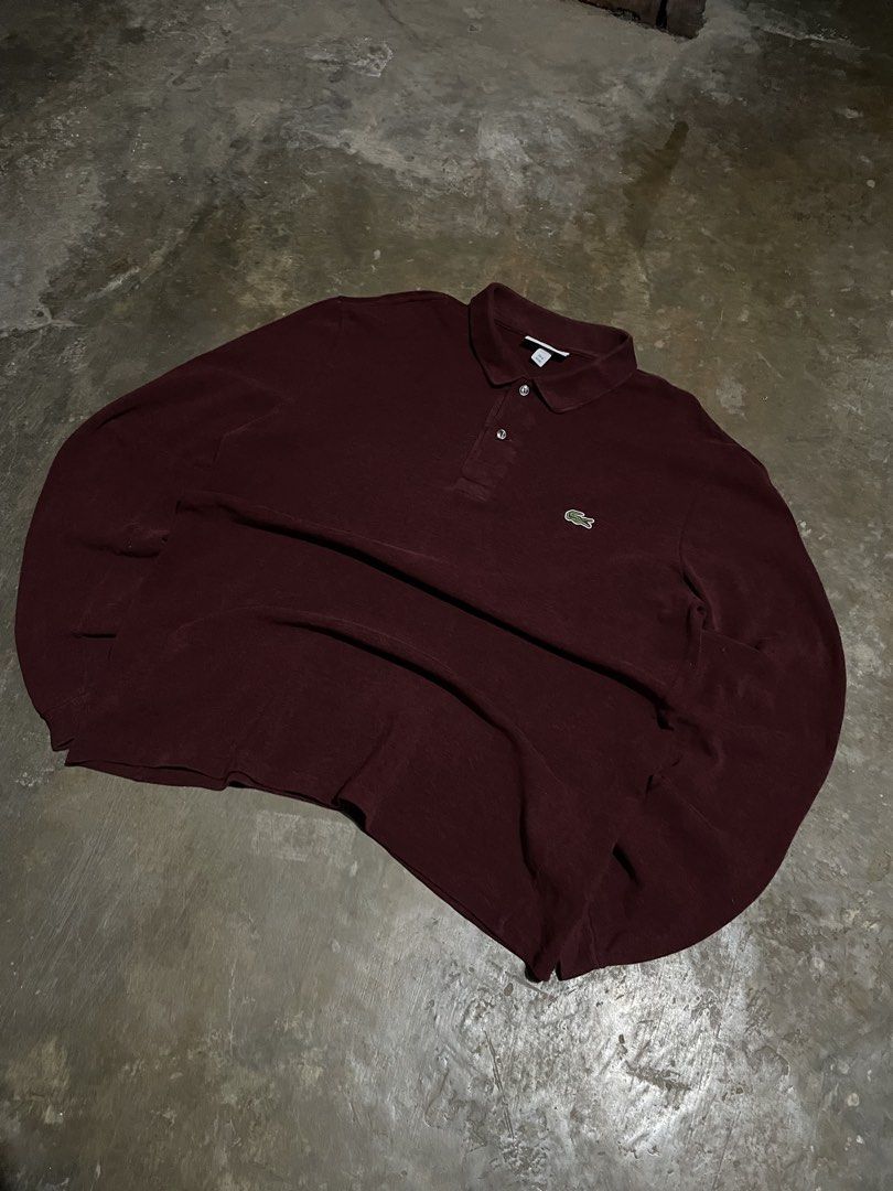 Lacoste Long Sleeve Maroon (Category: Tshirts & Polo Shirts ) located in Santa Cruz. Submitted by _darskieeezz (Listing ID 1468678758, Image 3). Description: Actual Dimes 21 by 27 Medium Best Fit As new yan pati kulay Maliwanag lang :) Bagay to sa mapuputi like me Ganda neto para kang bumili ng brand new.