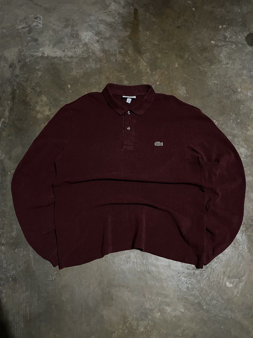 Lacoste Long Sleeve Maroon (Category: Tshirts & Polo Shirts ) located in Santa Cruz. Submitted by _darskieeezz (Listing ID 1468678758, Image 2). Description: Actual Dimes 21 by 27 Medium Best Fit As new yan pati kulay Maliwanag lang :) Bagay to sa mapuputi like me Ganda neto para kang bumili ng brand new.