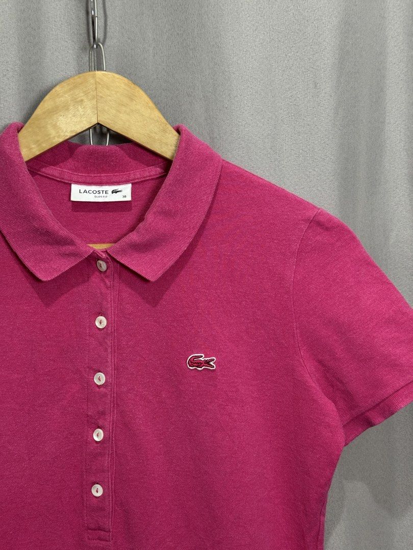 Lacoste Pink Polo Shirt Womens (Category: Shirts) located in Meycauayan. Submitted by itstimothrifts (Listing ID 1468596014, Image 2). Description: Lacoste Pink Polo Shirt Womens Excellent Condition No flaws Size 38 on tag Small W 17.5 L 24.