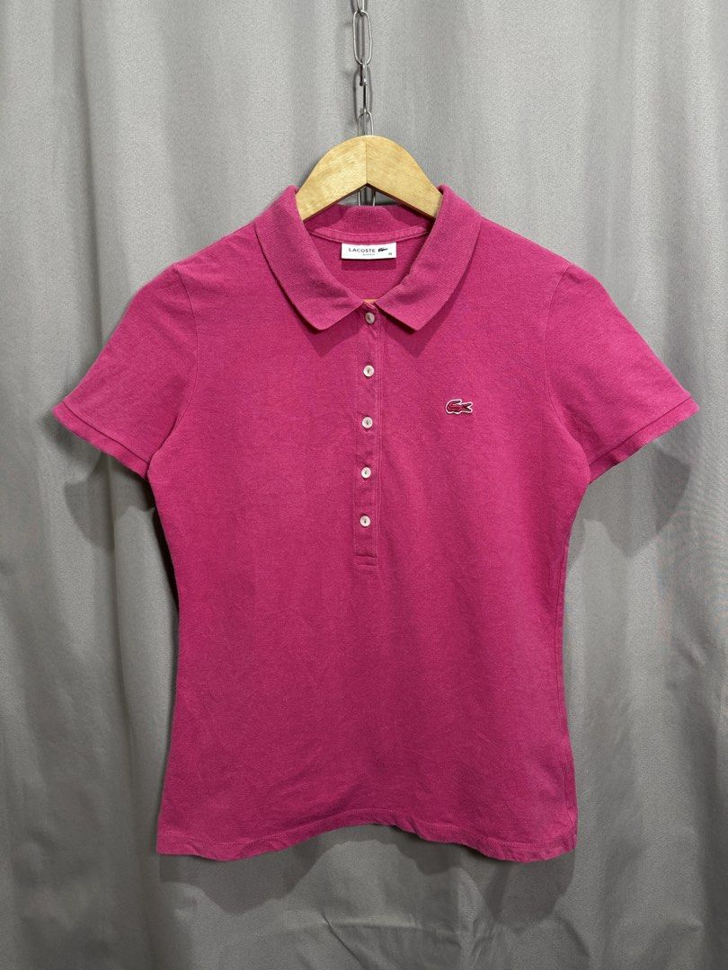 Lacoste Pink Polo Shirt Womens (Category: Shirts) located in Meycauayan. Submitted by itstimothrifts (Listing ID 1468596014, Image 1). Description: Lacoste Pink Polo Shirt Womens Excellent Condition No flaws Size 38 on tag Small W 17.5 L 24.