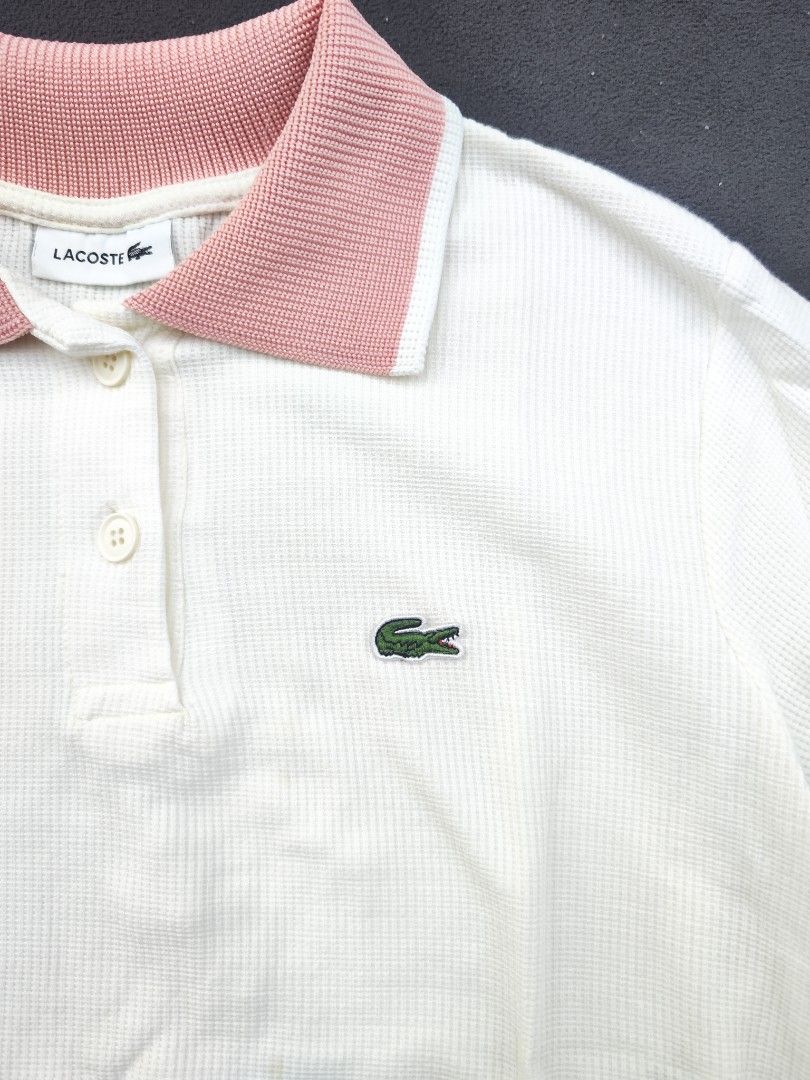 Lacoste Womens Polo Shirt (Category: Shirts) located in Bulacan. Submitted by emilj23 (Listing ID 1468521239, Image 2). Description: Lacoste Womens Polo Shirt Size M L 24 W 19 Condition 9/10 Color rate 9/10 Issue Stains.