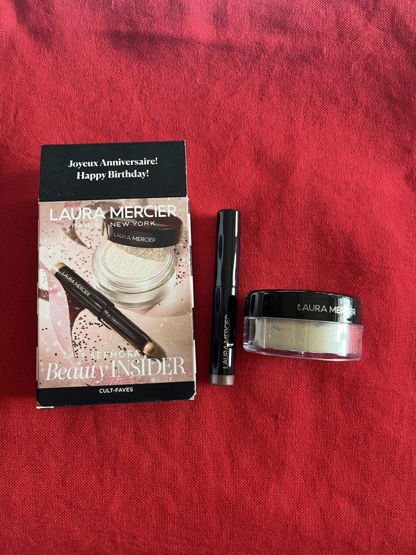 LAURA MERCIER SET (Category: Makeup) located in Manila. Submitted by luxeclassyshop (Listing ID 1468585823, Image 2). Description: Original 5g translucent powder 1g caviar stick eyecolour STRAPLESS.