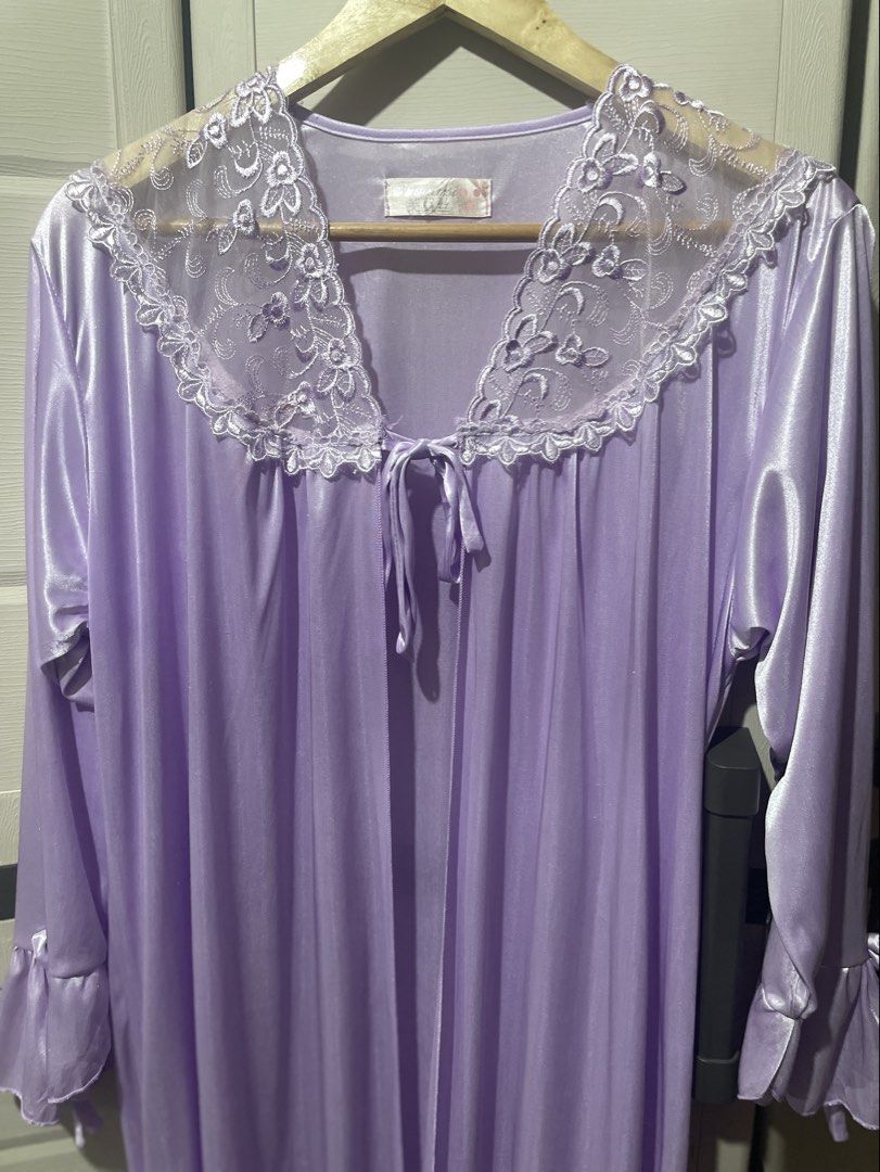 Lavender & Embroidered Lace Long gown/robe (Category: Dresses) located in Roxas City. Submitted by budgetfindsroxasph (Listing ID 1468515713, Image 3). Description: Vintage Style Lavender & Embroidered Lace Long Robe / Peignoir Gown Size: Fit to Large Color: Lavender Good Condition 📩📩📩.