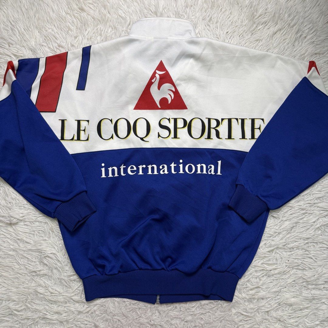 Le Coq sportif (Category: Coats, Jackets and Outerwear) located in Baguio. Submitted by sellingtonshop (Listing ID 1468523505, Image 2). Description: t12. vintage Le Coq Sportif tricolor track jacket Size: L Dimes: 27*25 Condition: good as new Issue: none Mine: 580 Steal: 680 Grab: 780.