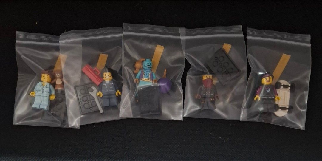LEGO CMF Set (Category: Lego & Building Sets) located in Las Pinas. Submitted by speedy.caveman30 (Listing ID 1468668357, Image 2). Description: Selling Lego CMF Set, total of 23 Minifigures. Displayed only in display case. Tight Joints. Series 4 * Hazmat Guy Series 5 * Fitness Instructor Series 6 * Intergalactic Girl * Minotaur * Clockwork Robot * Sleepy Head * Mechanic * Lady Liberty (in last photo) * Genie * Bandit * Skater Girl Series 7 * Bag