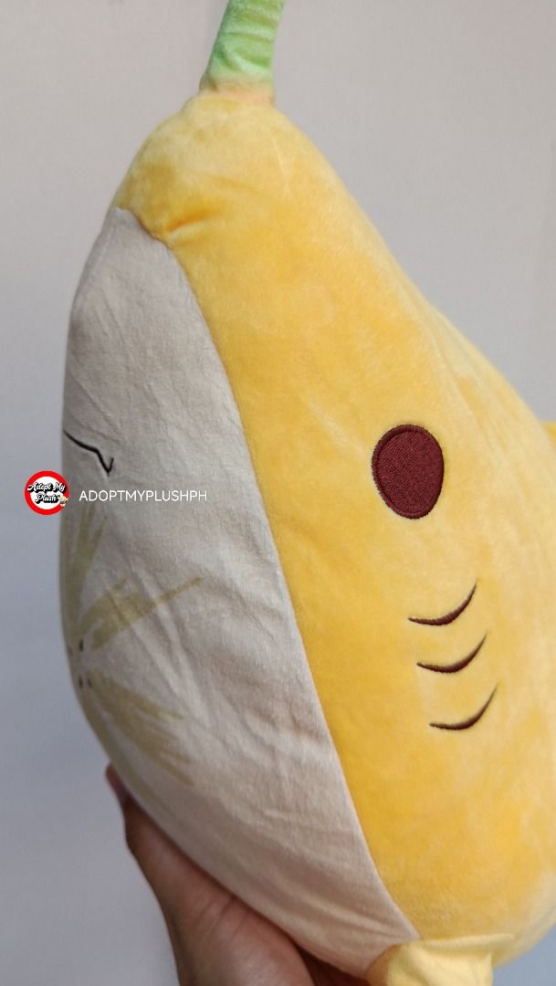 18" Leonardo Banana Shark Plush (Category: Plushies & Soft Toys) located in Taguig. Submitted by adopt.my.plush.ph (Listing ID 1468540400, Image 2). Description: Leonardo Big Shark Plush Toy 2 Fruit Version • Design: Banana fruit version with a yellow body, brown gills, and a green banana stem horn/tip • Size: Approximately 45 cm to 48 cm (roughly 18 inches) in length • Origin: Originally released as a Japanese claw machine / arcade prize (amusem