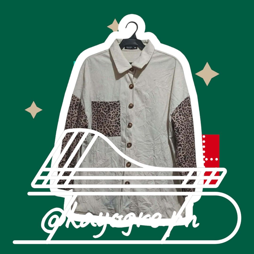 Leopard Print Patchwork Overshirt Blouse | Y2K Blouse (Category: Coats, Jackets and Outerwear) located in Makati City. Submitted by kayogre.ph (Listing ID 1468500559, Image 1). Description: TAYO PO, PINAKA-LOWEST AT THE MARKET! 💯 If natataasan po kayo sa PRESYO ko. Open po ang "MAKE OFFER" button ko. Kayo po mag-dedecide, ng PRESYO niyo. MABILISAN lang po ako magbenta. (all items, are sale on rush! 💨) 🚛 FAST & FREE SHIPPING on most items! ‡ DI
