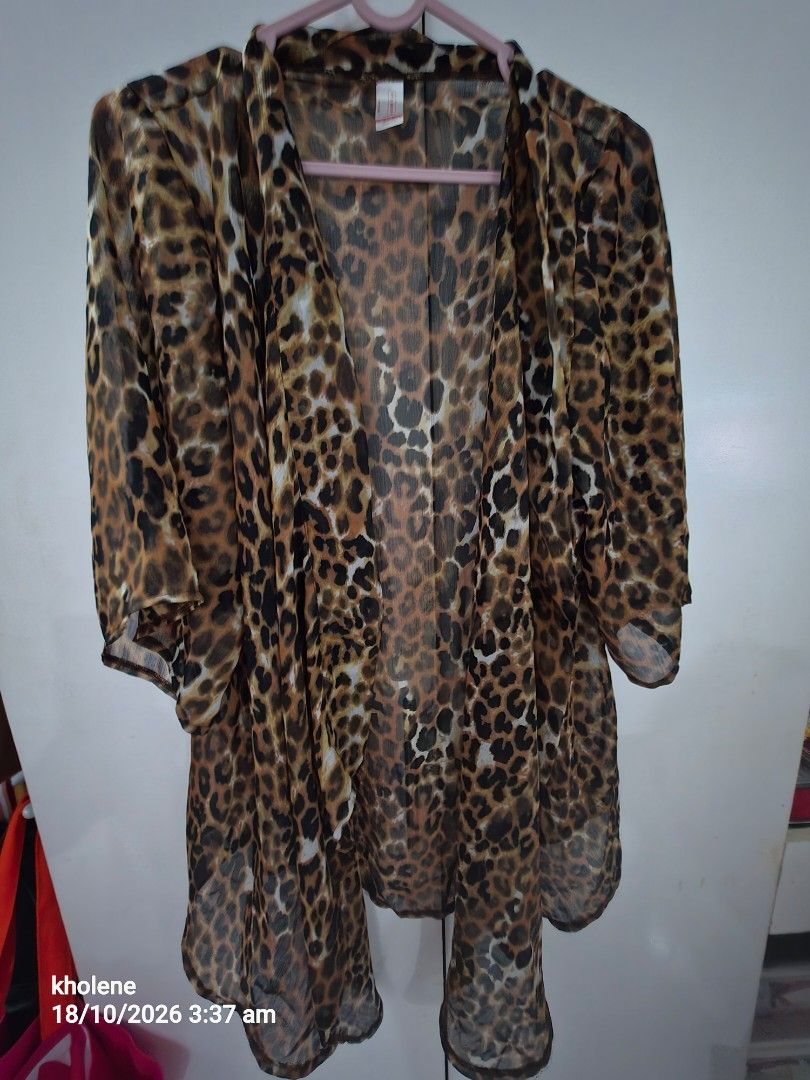 Leopard Print Sheer Cardigan (Category: Blouses) located in Puerto Princesa. Submitted by kholene (Listing ID 1468704471, Image 1). Description: - Trendy leopard print cardigan - Lightweight, sheer fabric - Open front design with long sleeves - Flattering length past the waist - Perfect effortless layer for casual or simple outfits.
